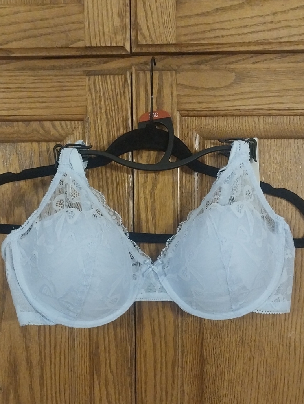 No Boundaries NWT Bow Lace Half‎ Cup Plunge Bra Sz 38C Blue Underwire Back Close